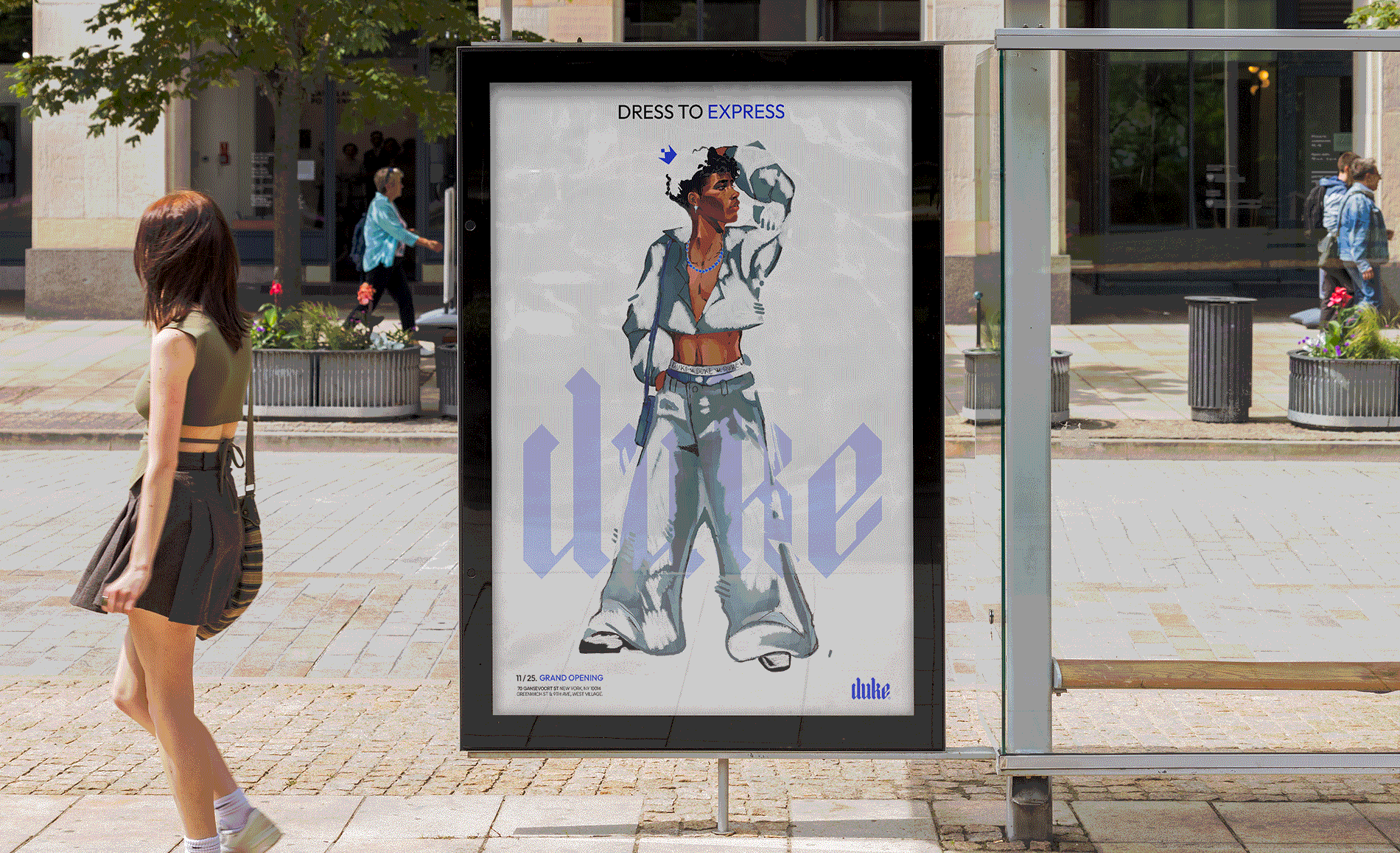 Duke Dress to Express promotional illustrated posters.